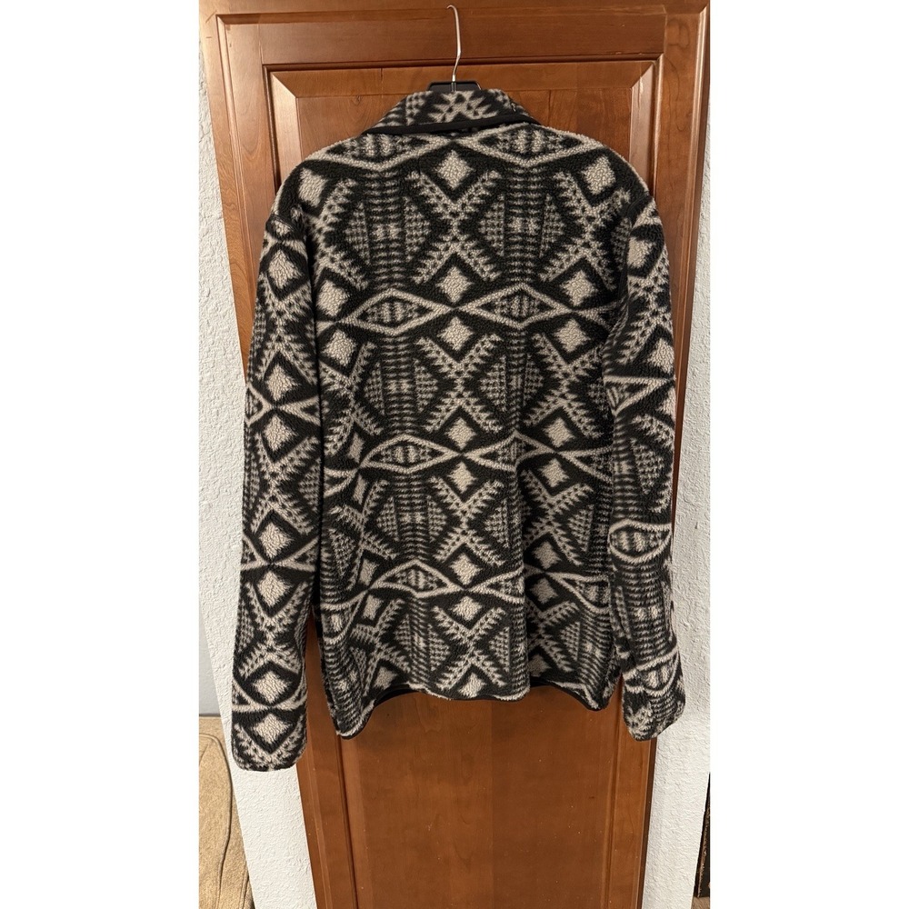 Pendleton BLACK/SILVER GRAY GEOMETRIC Half-Zip Sherpa Fleece Jacket Men's Medium - Picture 6 of 9